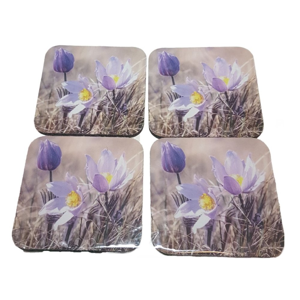 Vintage Canadian Art Coasters Crocus (Horst Baender) Moose Jaw Flowers Artwork